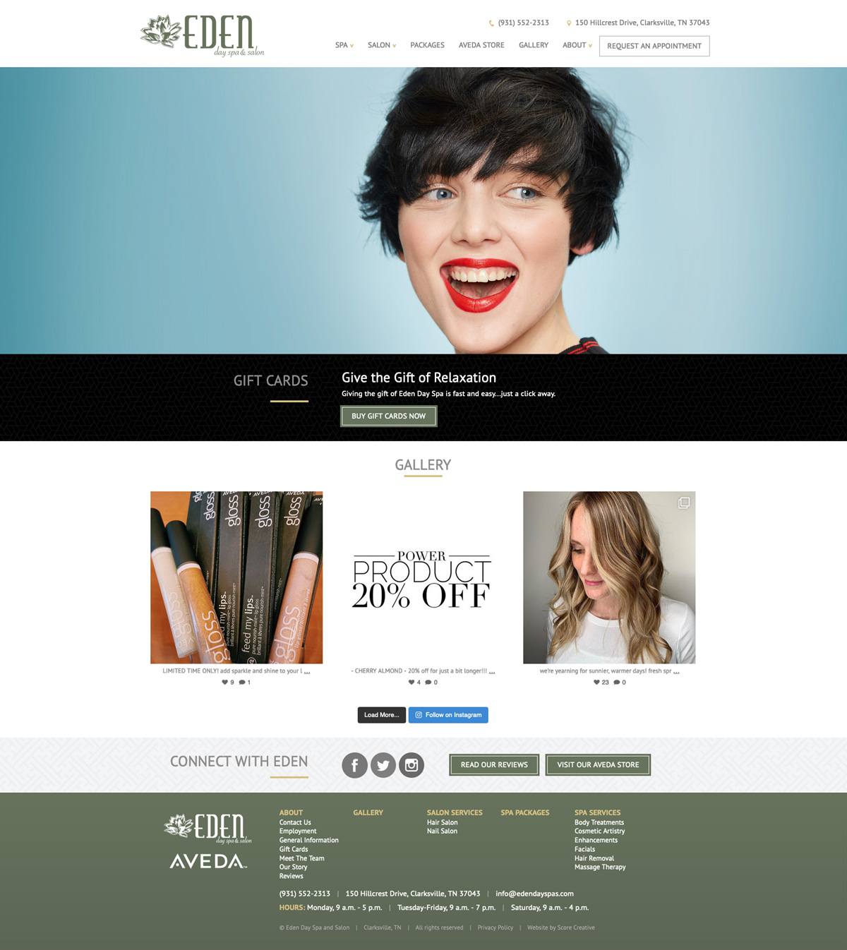 Eden Day Spa and Salon website